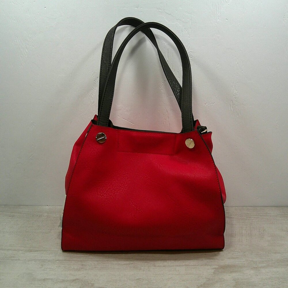 Francinel Paris Cherry Red & Brown Leather Satchel Purse | Pocketbook New w/tags - Picture 5 of 15